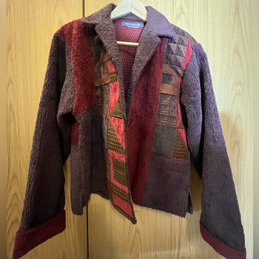 Patchwork Wool Jacket - Red and Brown